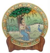Exquisite Marble Plate with Mughal Painting