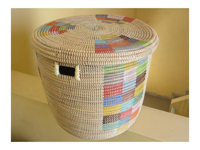 multi colored laundry basket